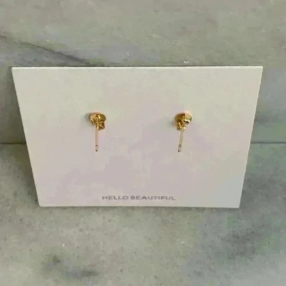 Crystal Dangle Moon Huggie Pendant Earrings - Picture 4 of 4